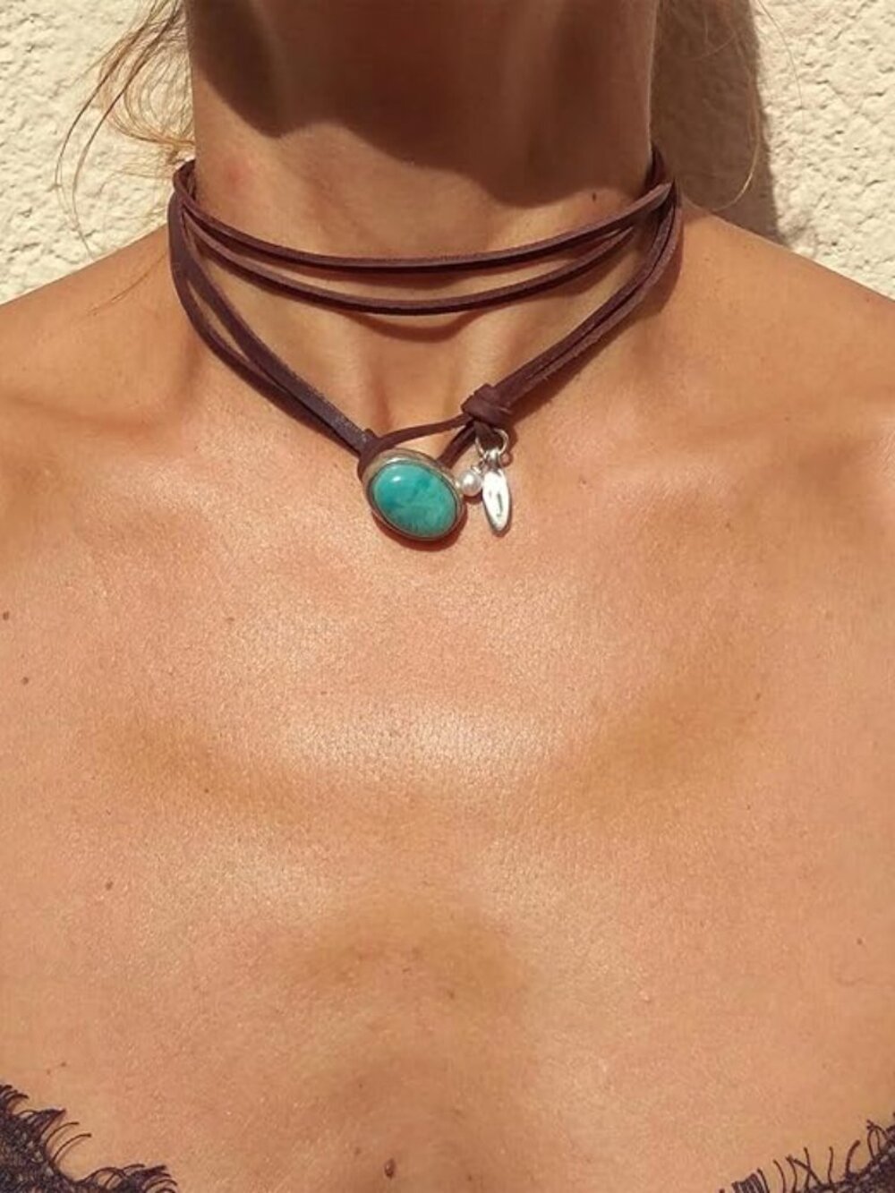 Boho Western Necklace | Country Concert Cowgirl Jewelry Choker & Long Leather Ch - Picture 2 of 3